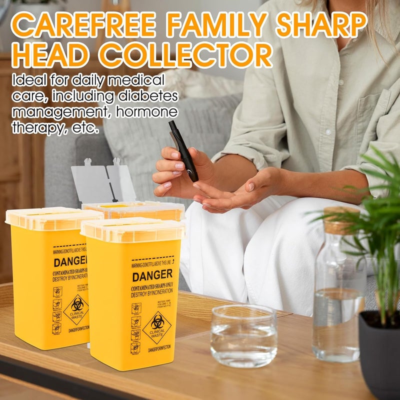 MITINU Yellow 3Quart (3 Pack) Sharps Container for Home Use, Needle Disposal Containers, Biohazard Containers, Syringe Disposal, Small Portable Container for Travel, Professional Sharp Waste Disposal - Image 5